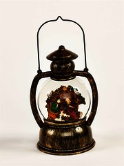Lanterna color bronzo con palla/acqua/glitter Babbo Natale